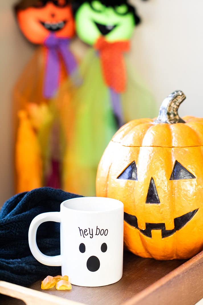 Pearhead Halloween Coffee Mug Set of 2 Fall Pumpkin Ghost Ceramic Cups 13oz Microwave Dishwasher Safe Autumn Gift