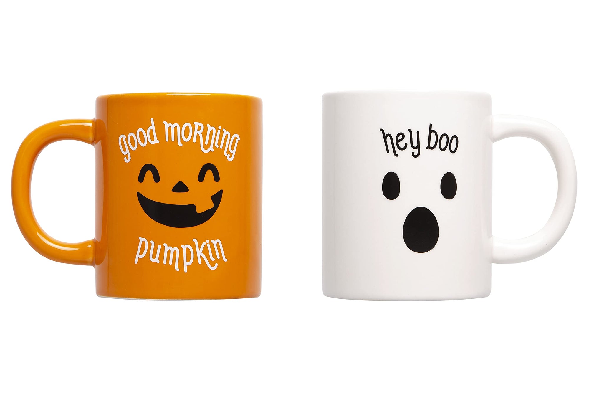 Pearhead Halloween Coffee Mug Set of 2 Fall Pumpkin Ghost Ceramic Cups 13oz Microwave Dishwasher Safe Autumn Gift