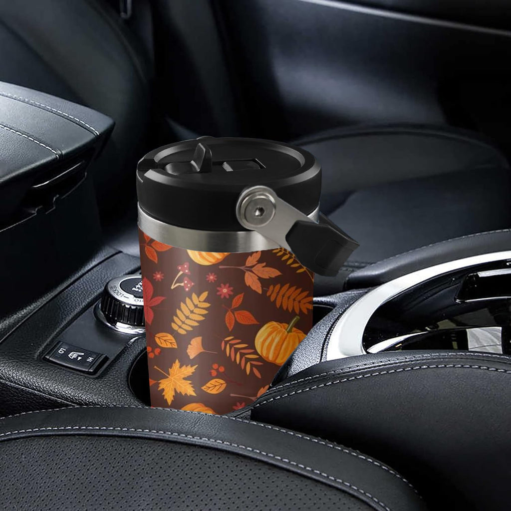 qwpmvhsak 30 oz Fall Pumpkin Flip Tumbler Insulated Stainless Tumbler, Fall Travel Coffee Cup Water Botter, Autumn Fall Gift for Thanksgiving Christmas